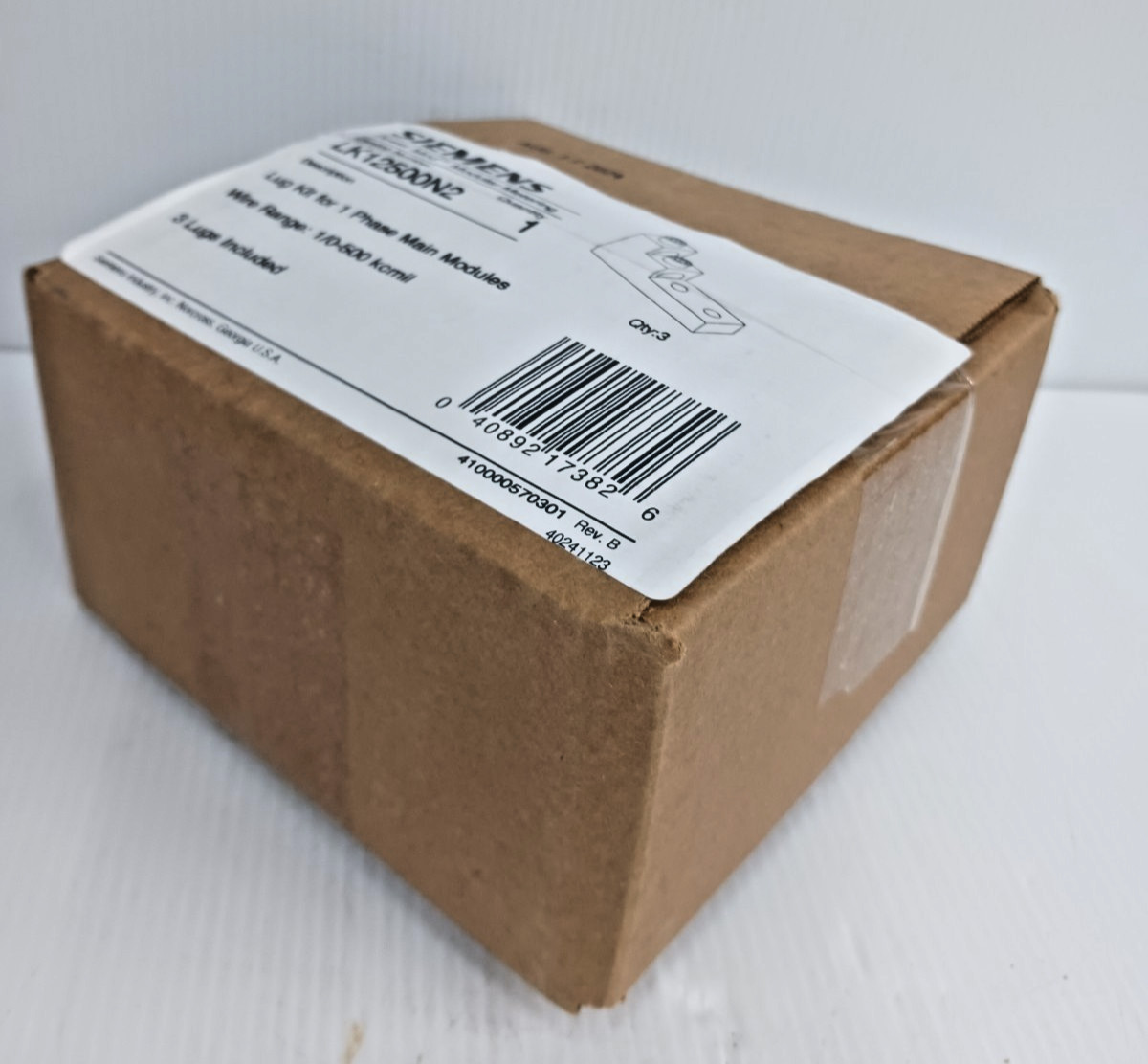 New Siemens LK12500N2 Lugs Kit for 1 Phase Main Modules 1/0-500 KCMIL Pack of 3