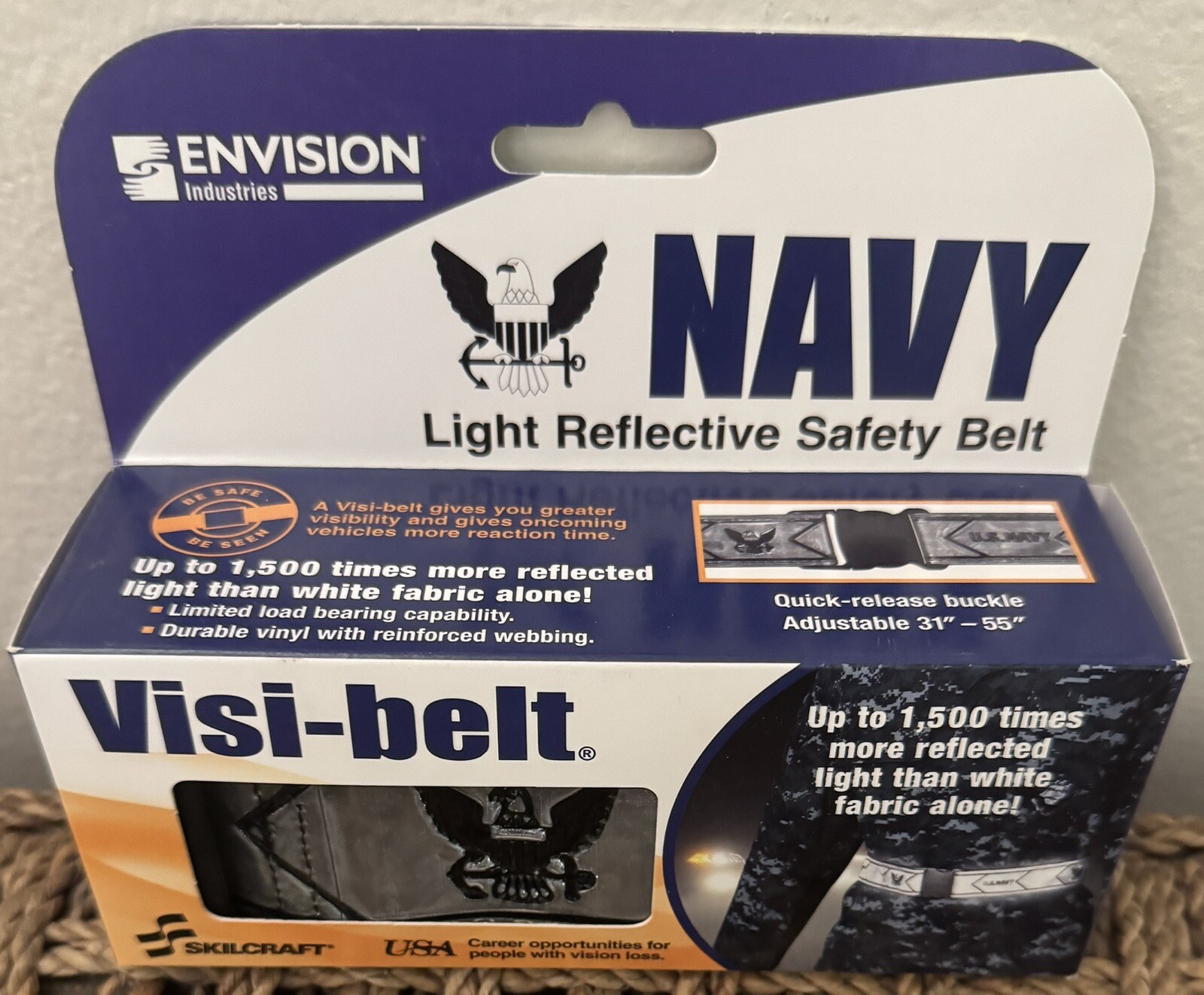SKILLCRAFT REFLECTIVE PT BELT HIGH VISIBILITY ONE SIZE FITS MOST US NAVY NEW IP