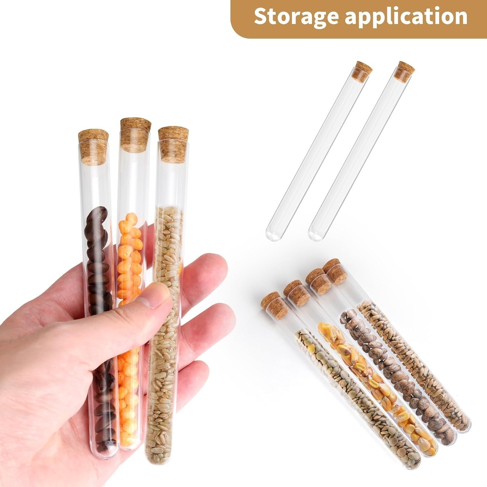50 Pcs 20ml Test Tubes with Cork Stoppers | Clear Plastic Storage Tubes