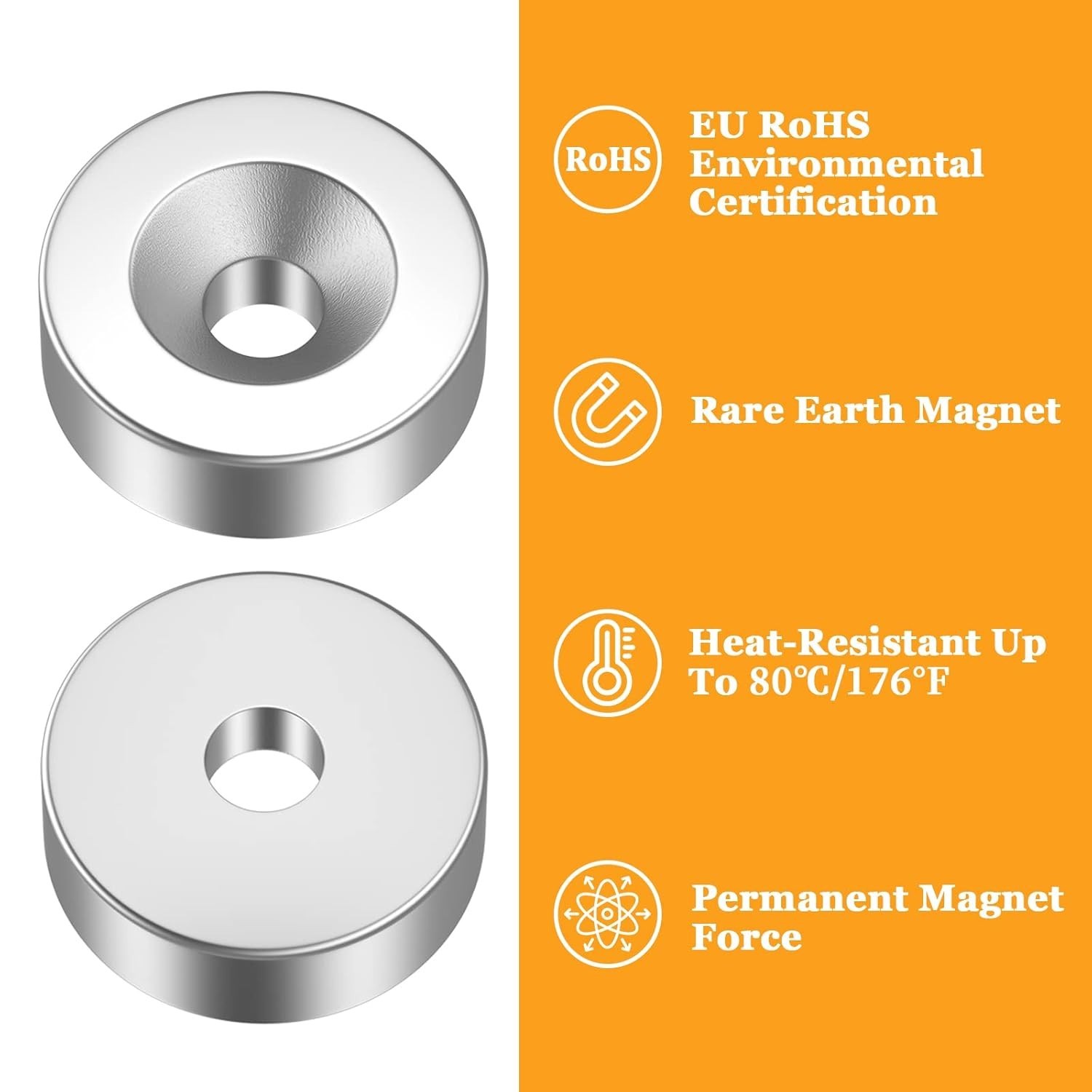 10 25 50 Countersunk Magnets 15x4mm Hole 4mm Rare Earth Neodymium Disc