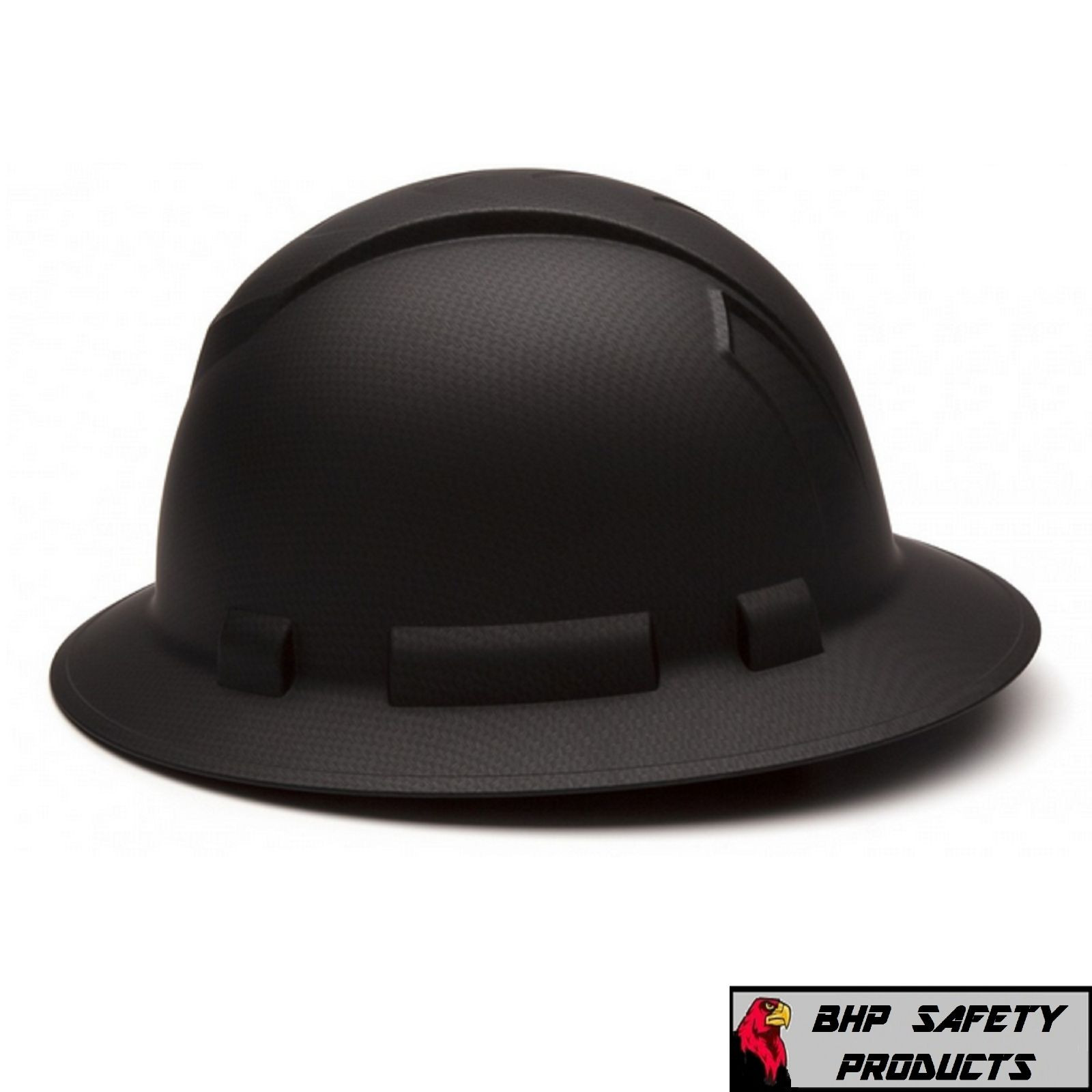 Pyramex HP54117 Ridgeline Graphite Full Brim Black Hard Hat W/4 Pt Ratchet Susp