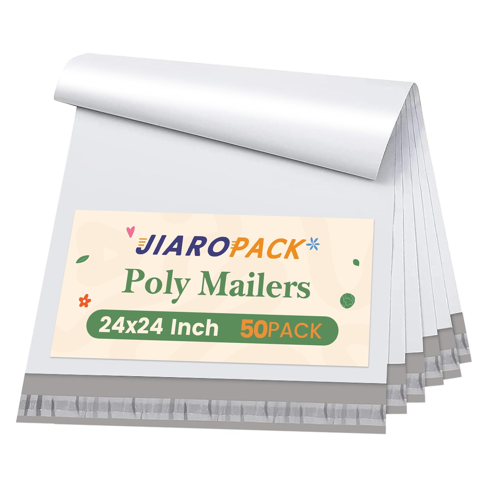 Jiaro Pack Poly Mailers 24×24 50Pack White Large Shipping Bag Envelope Self-Seal
