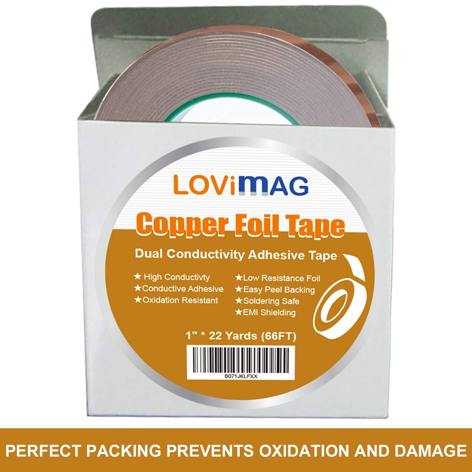 Copper Foil Tape (1″X66ft) with Conductive Adhesive for Guitar & EMI Shielding..