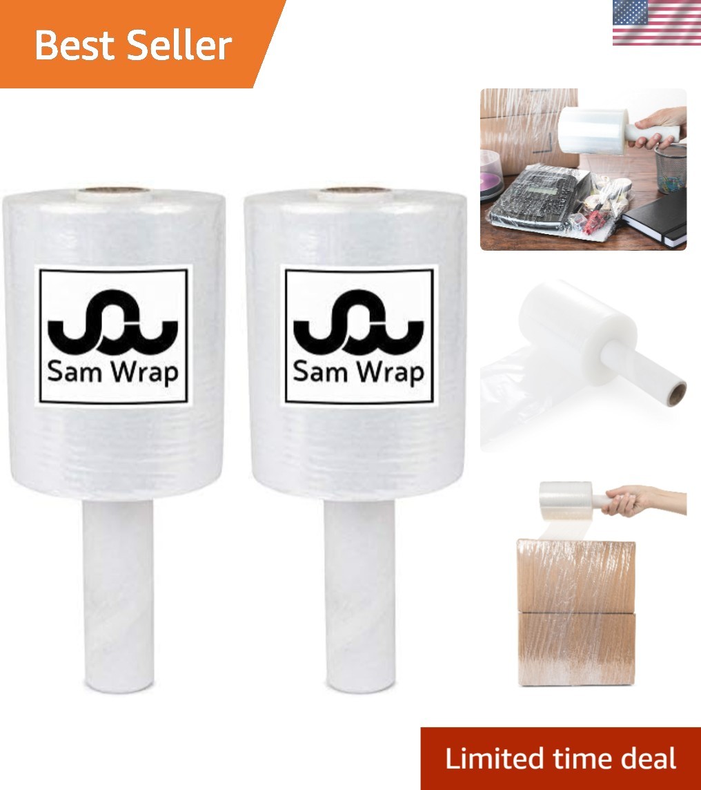 Clear Heavy-Duty Stretch Wrap 5″ x 1000′ – Perfect for Packing & Moving (2 Pack)