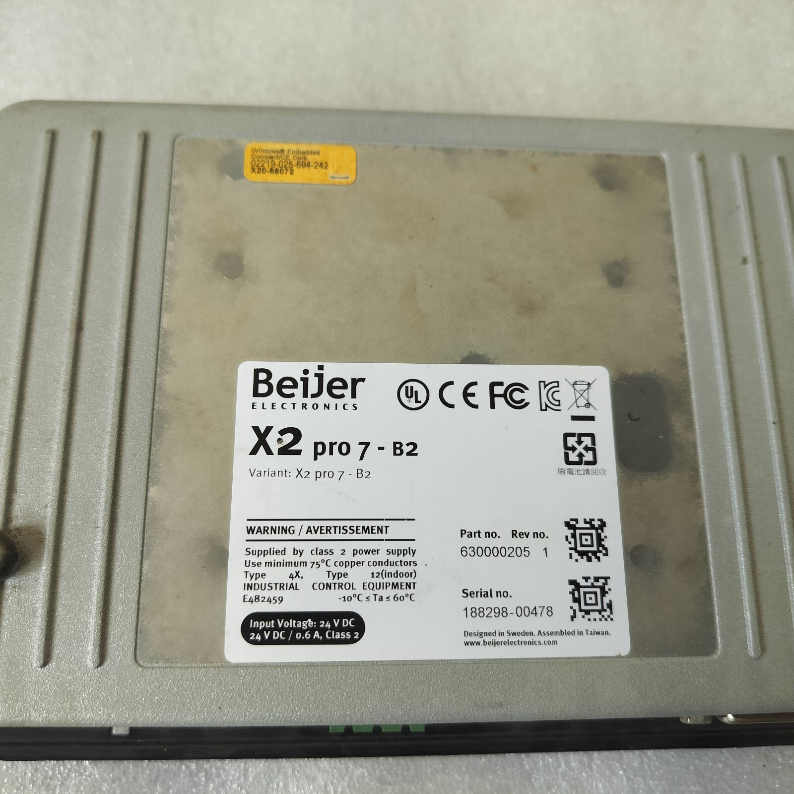 BEIJER ELECTRONICS X2PRO 7-B2 VARIANT X2PRO 7-B2 630009405