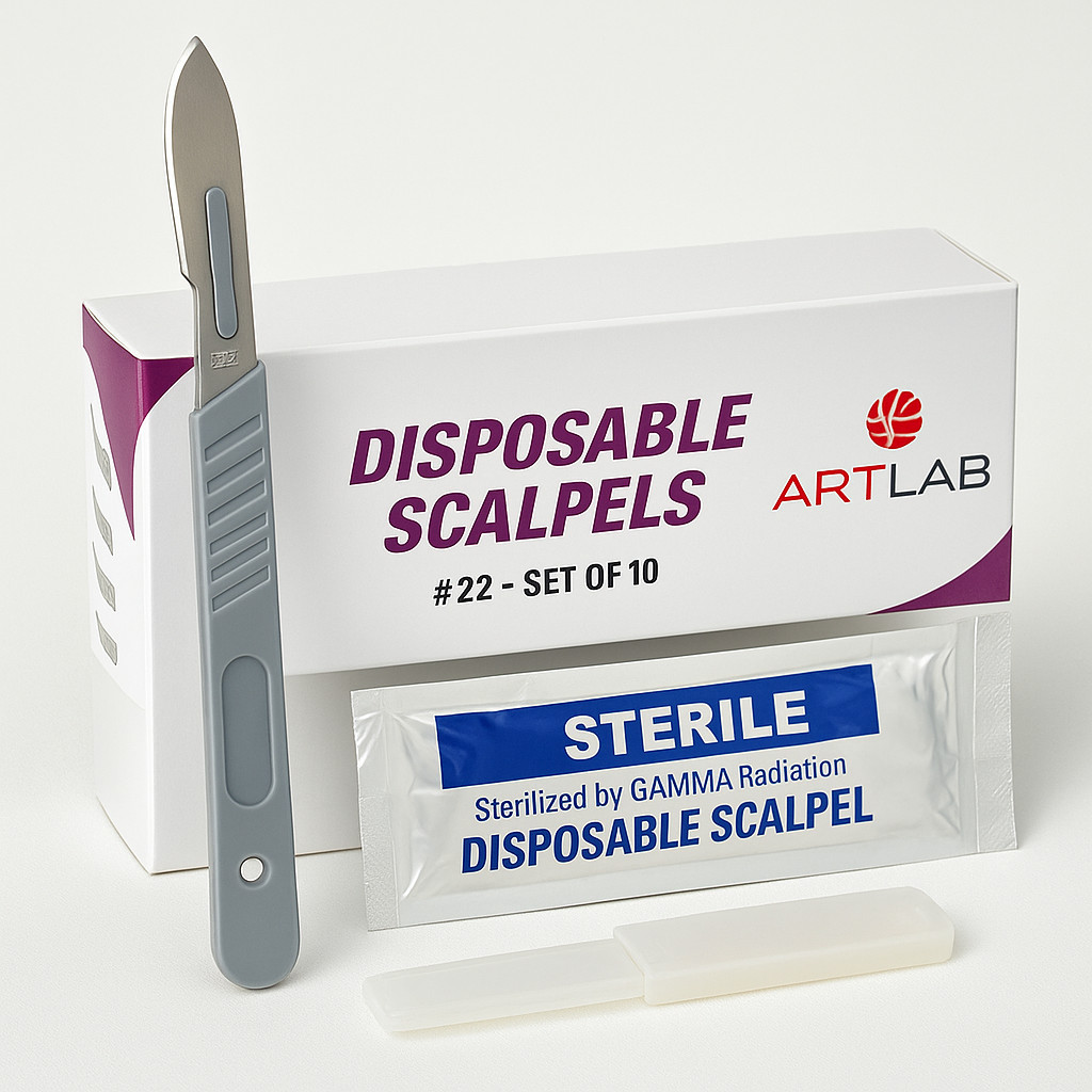 10 PK DISPOSABLE SCALPELS #22-SINGLE USE – DISSECTING, SURGICAL, DERMAPLANING