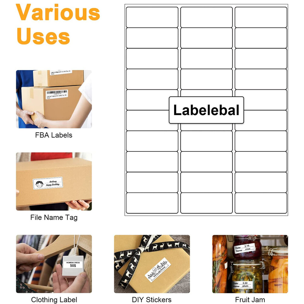2000 Sheets Shipping Labels 1 x 2 5/8 30Up Adhesive Mailing Address Laser Inkjet