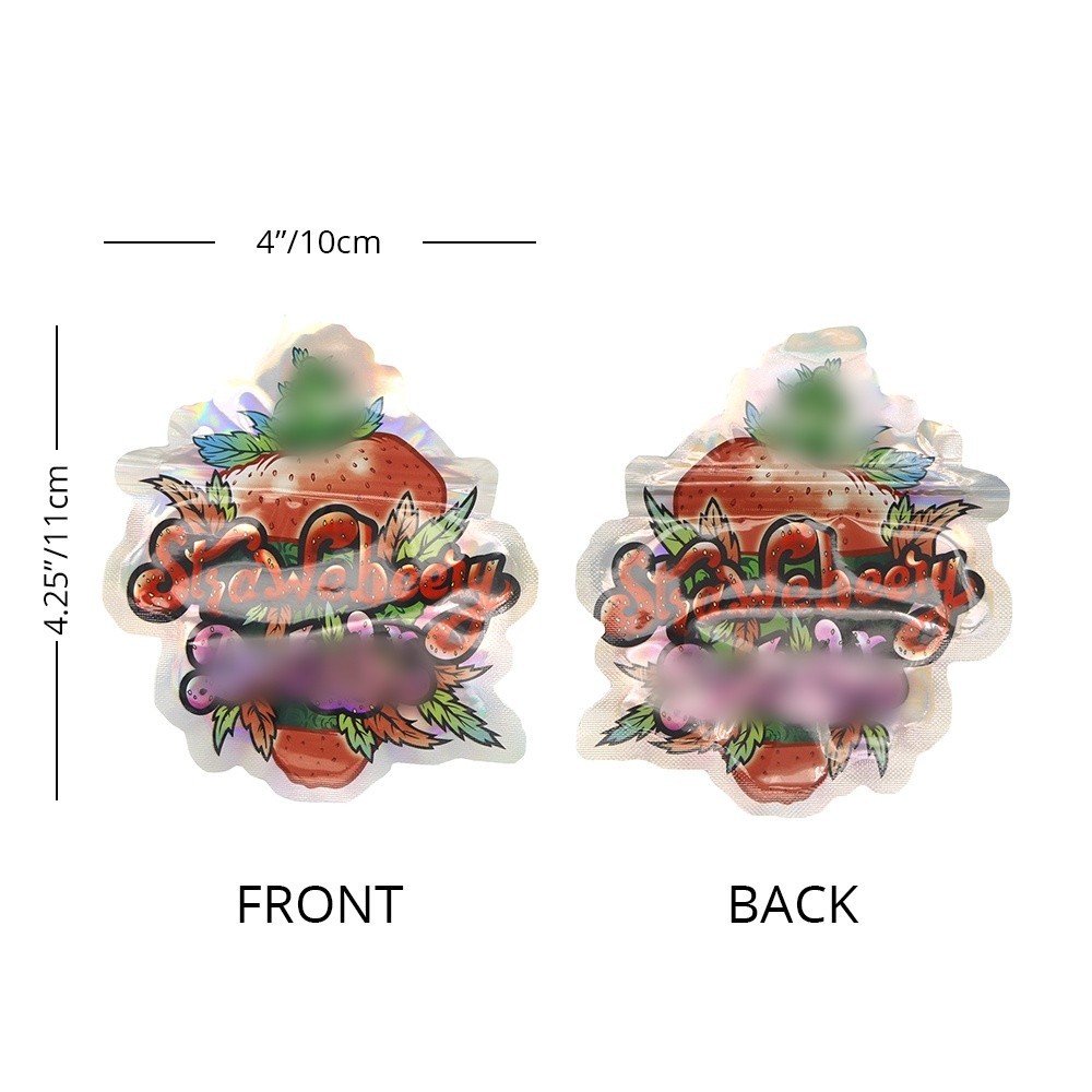 100 pcs Cartoon Shapes Mylar Bags Zip Seal Bags Resealable Candy Baggies 3.5g