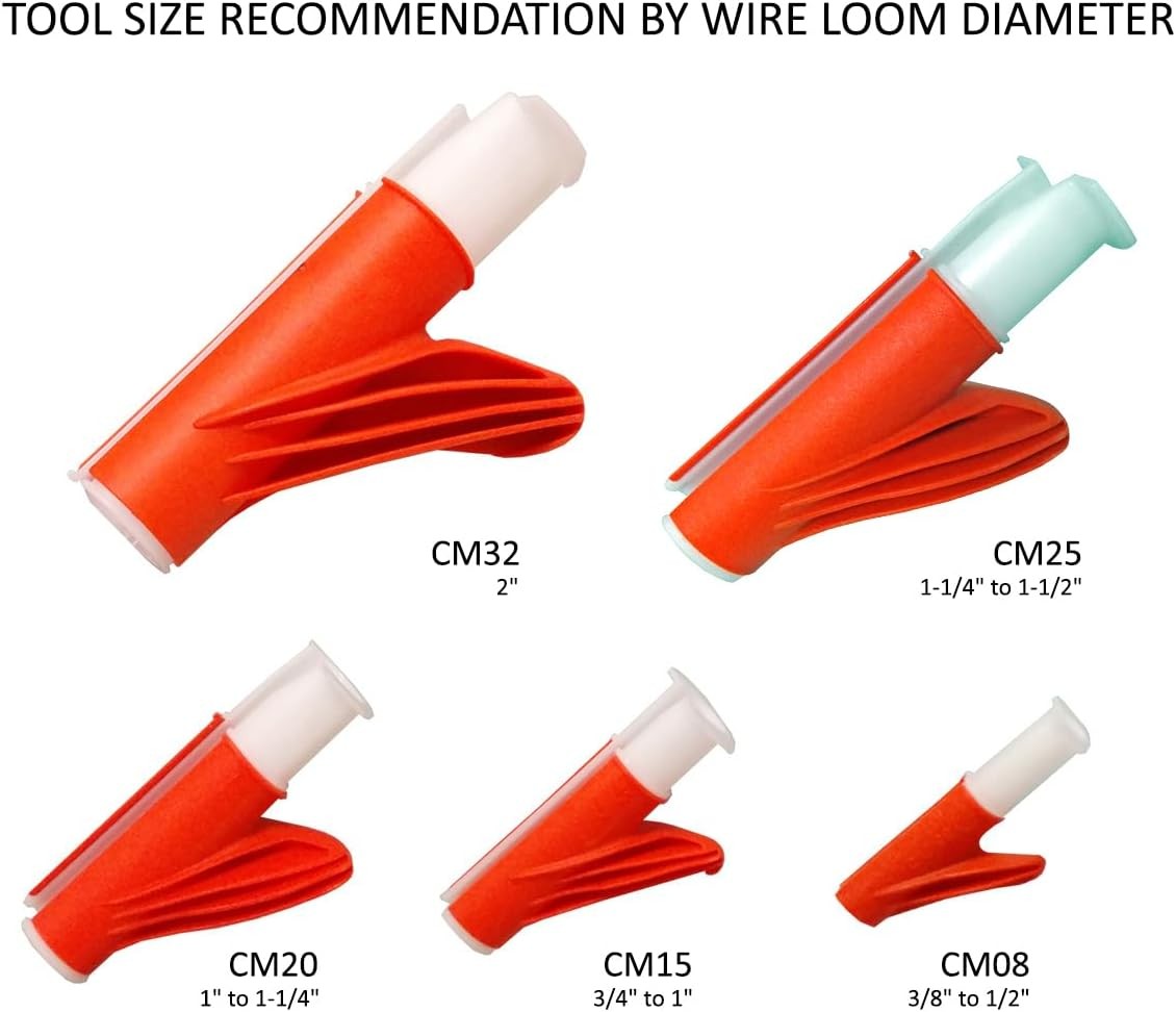 Electriduct Wire Loom Cable Insertion Tool for 3/8″ to CM08, 5 Pack, Orange