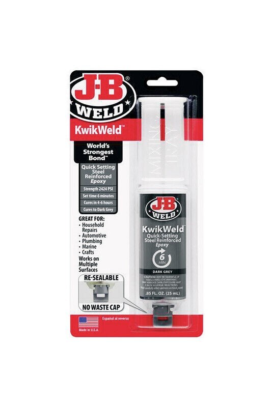 J-B Weld 50176 KwikWeld Steel Reinforced Epoxy Syringe – Dark Grey – 25 ml,Black