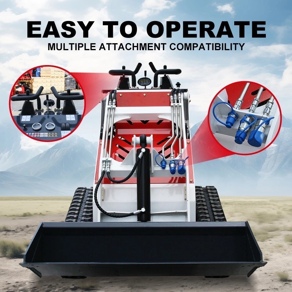 Compact stand-up tracked mini skid steer loader Runtong R420 Engine US in Stock