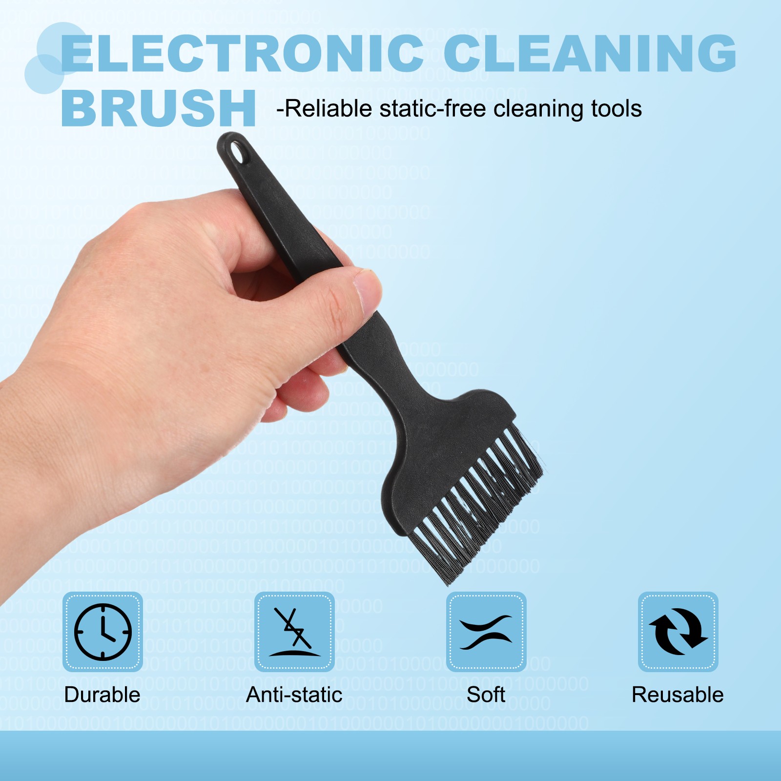 ESD Brush, 3Pcs Electronic Cleaning Brush Set Flat, 25x62mm Bristles