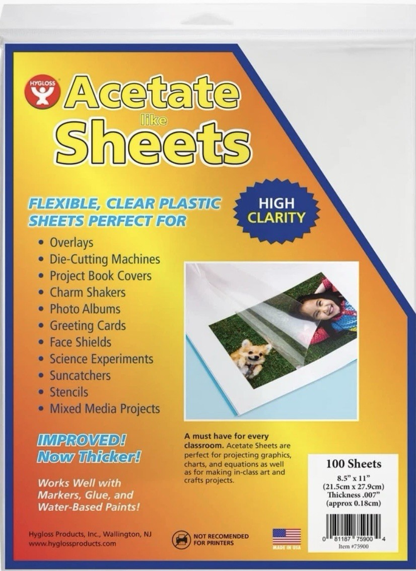 Hygloss Acetate Like Sheets 100 Pack High Clarity 7 MIL Overlays 8.5″ x 11″