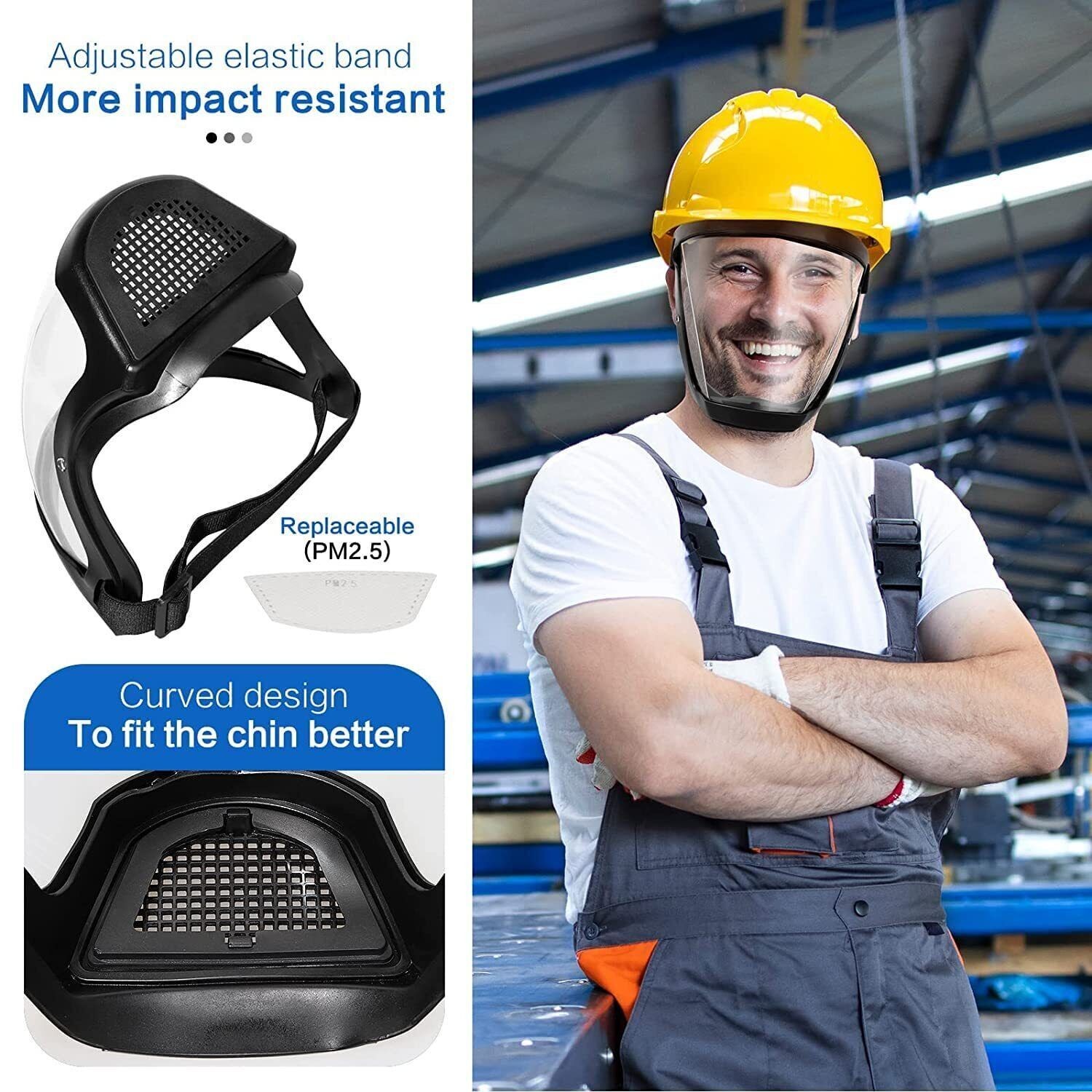 Full Face Super Protective Mask Anti-fog Shield Safety Transparent Head Cover