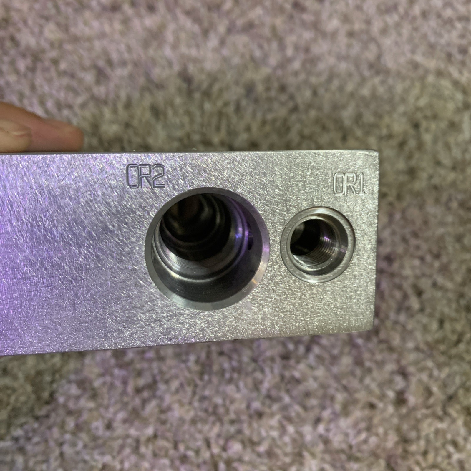 Aluminum Hydraulic Manifold Block, Multiple Threaded Ports, Machined Metal
