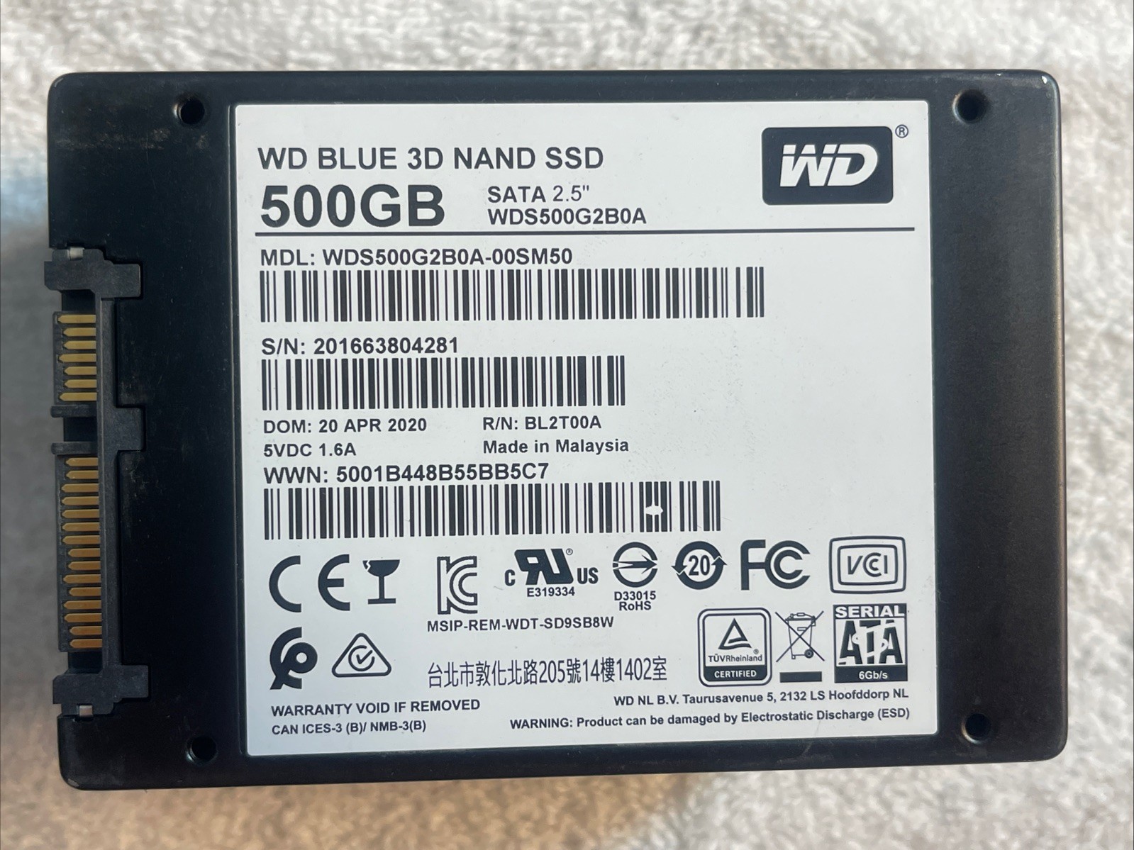 Lot of 14 WD BLUE WDS500G2B0A-00SM50 500GB 3D NAND SATA SSD Solid State Drive