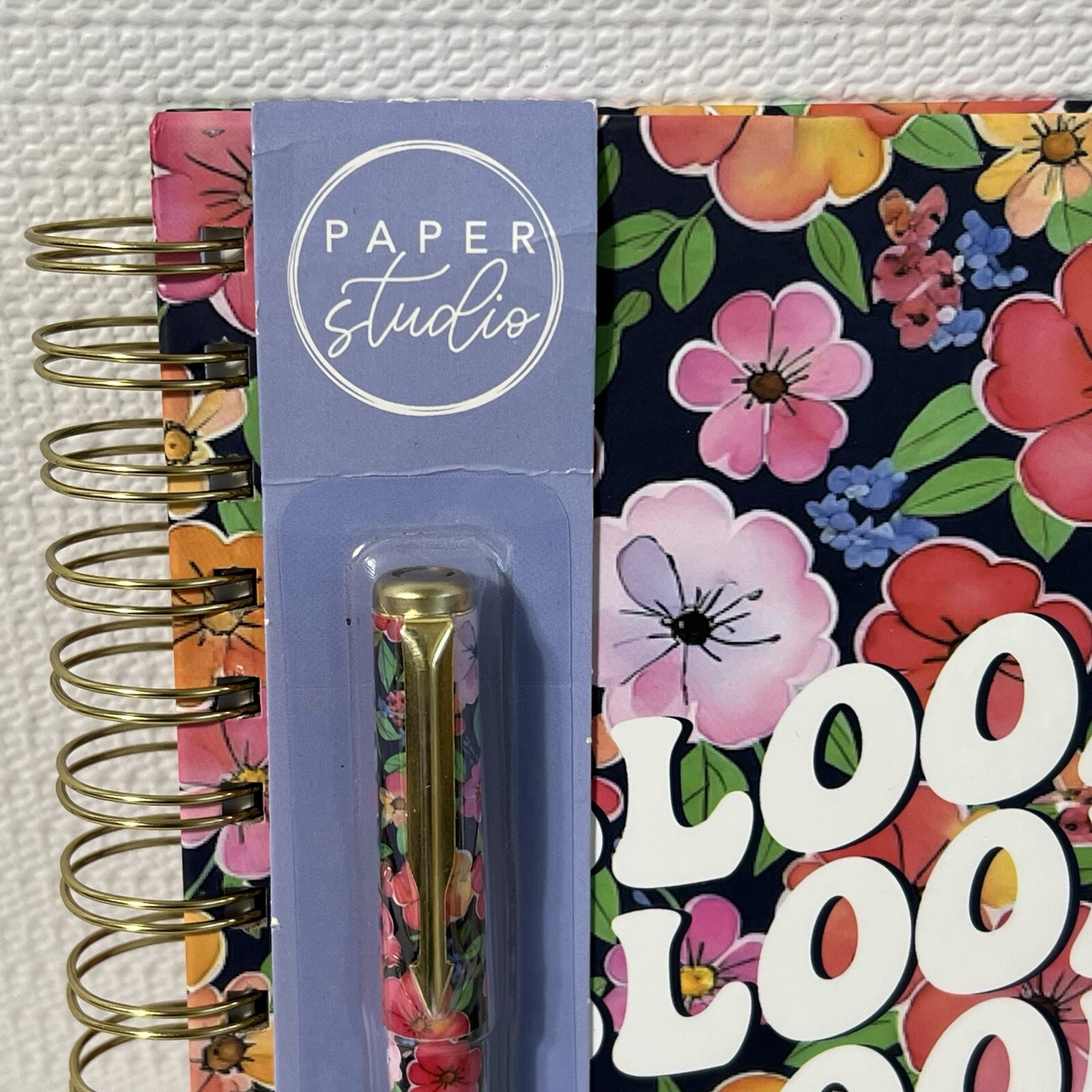 BLOOM Hardcover Spiral Notebook Journal Pen Sticker Set Colorful Lined Flowers