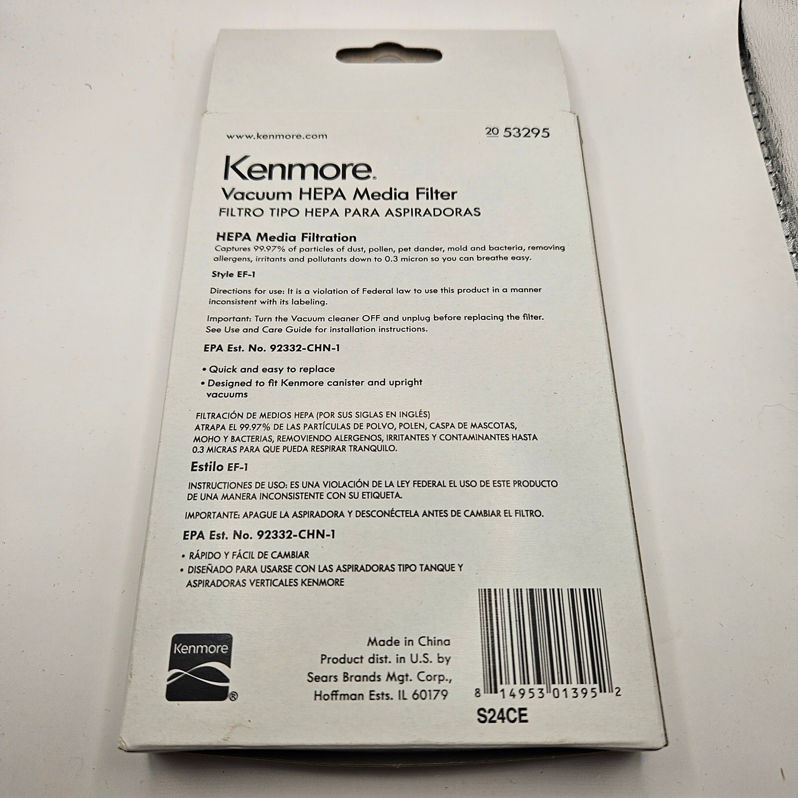 Kenmore Vacuum HEPA Media Filter EF-1 White 20 53295 Canister Upright Replace