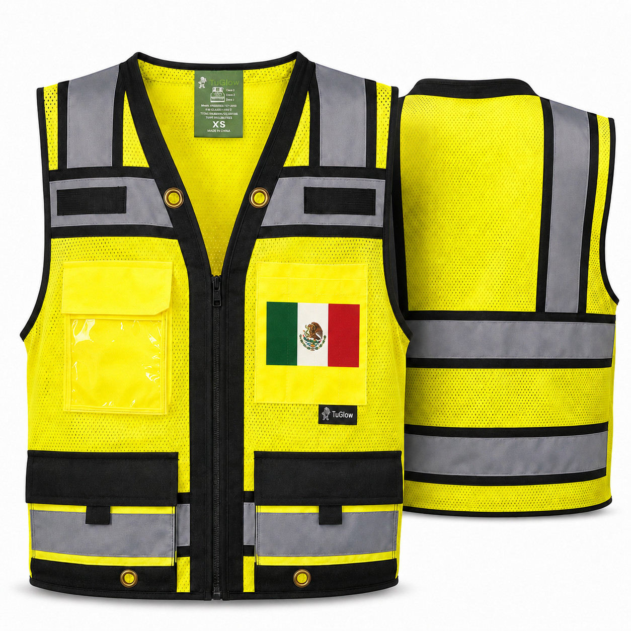 USA FLAG HIGH VISIBILITY Surveyor Two Tones Safety Vest Mesh front & back