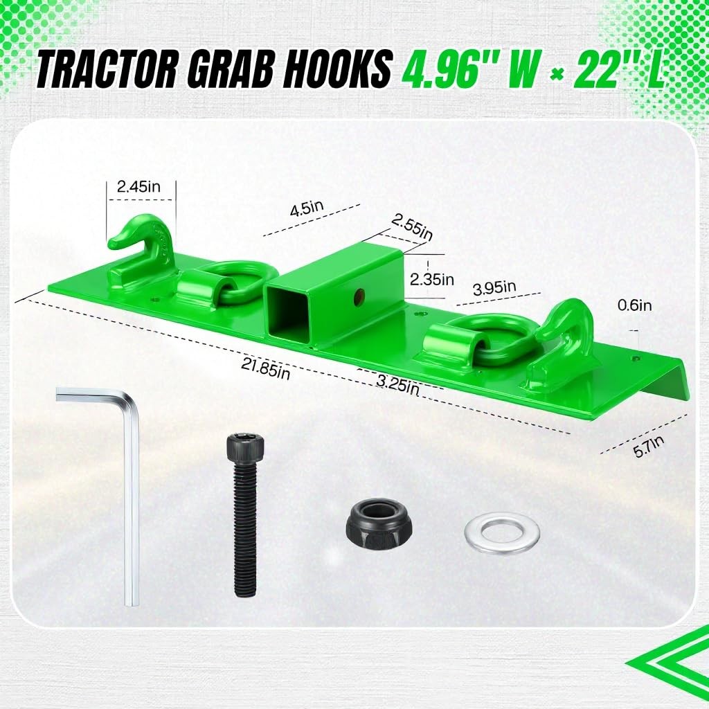 Bolt on Grab Hooks & D Rings & 2″ Receiver For John Deere 1025R Compact Tractor