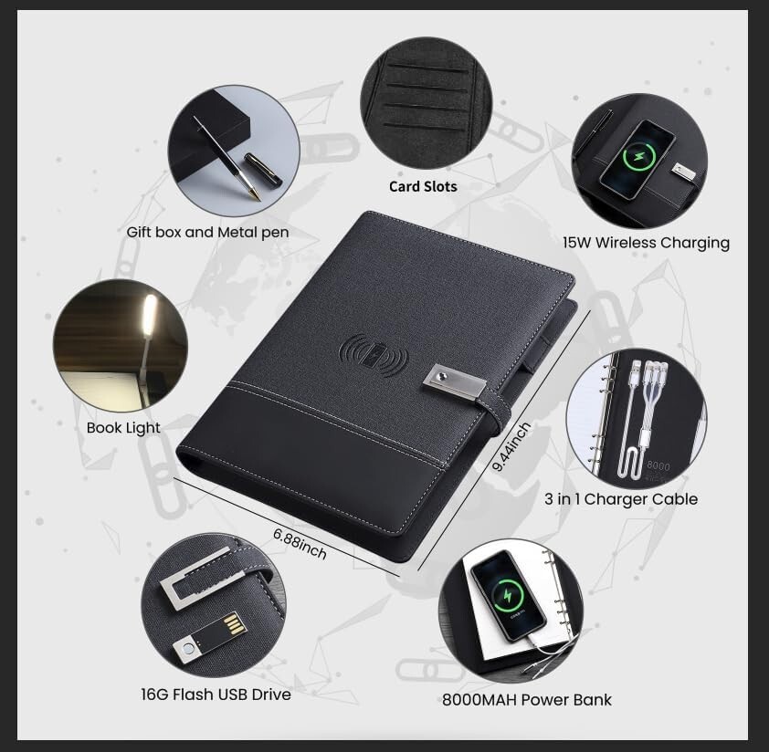 Planner 2022-2024,Personalized Notebook with Power Bank 8000MAH Wireless Charger