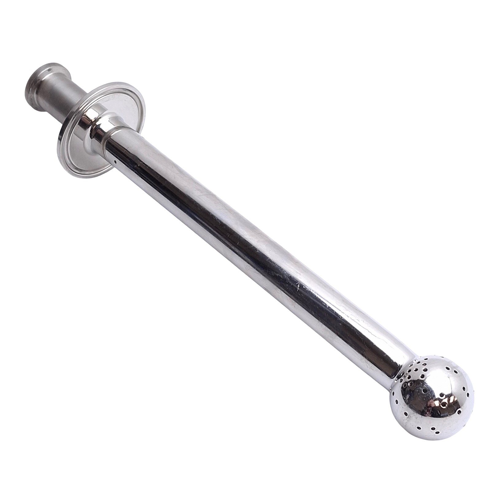 ISS Sanitary Supply Tube With Spray Ball 1/2in Tri-Clamp, 8.12in Internal Length