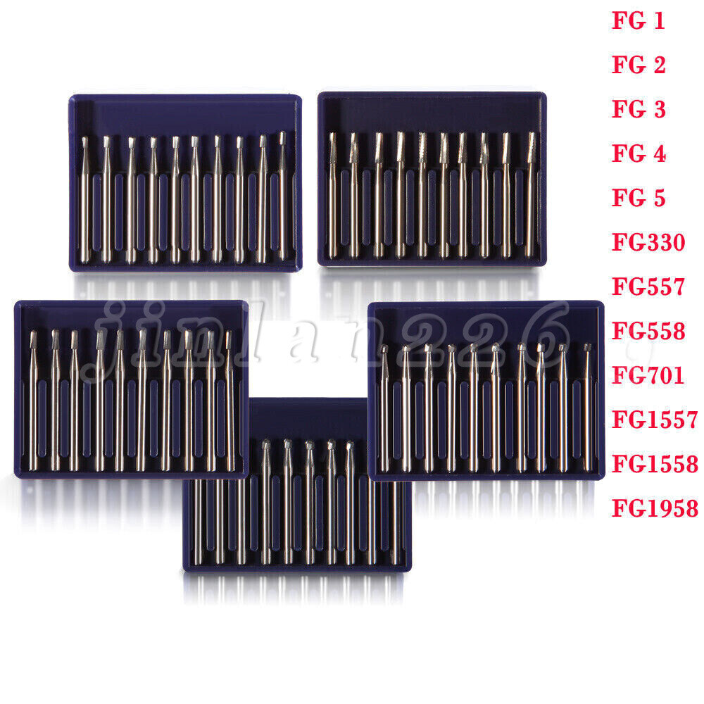 10-100 Uso Dental Acero de Tungsteno FG Fresas Carburo para Alta Velocidad Pieza