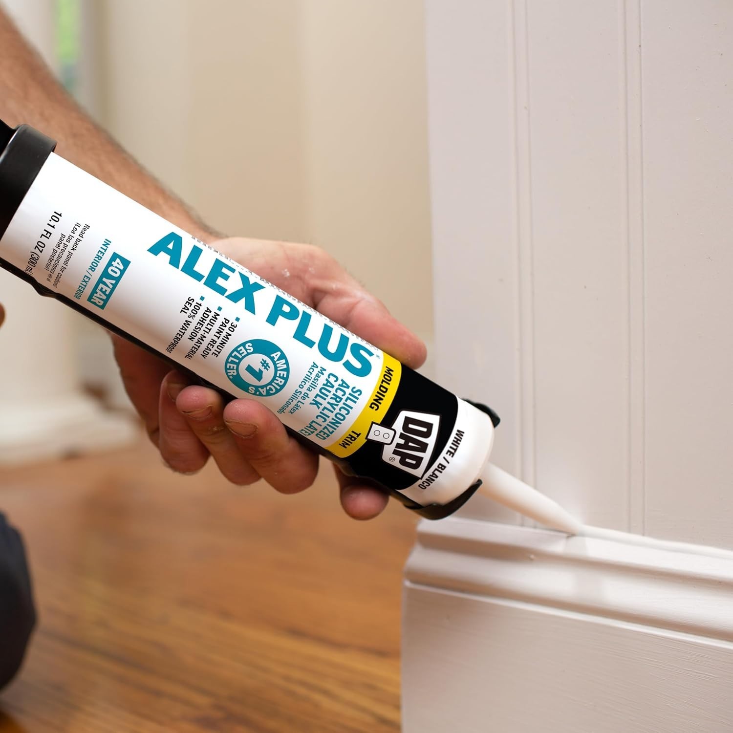 10.1oz White Acrylic Latex Caulk with Silicone for Indoor and Outdoor Use