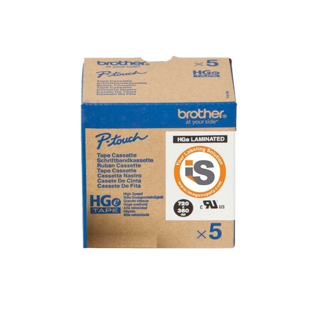Genuine Brother HGe-2515PK High Grade Adhesive 1″ (24mm) BLK on WHT Label Tape