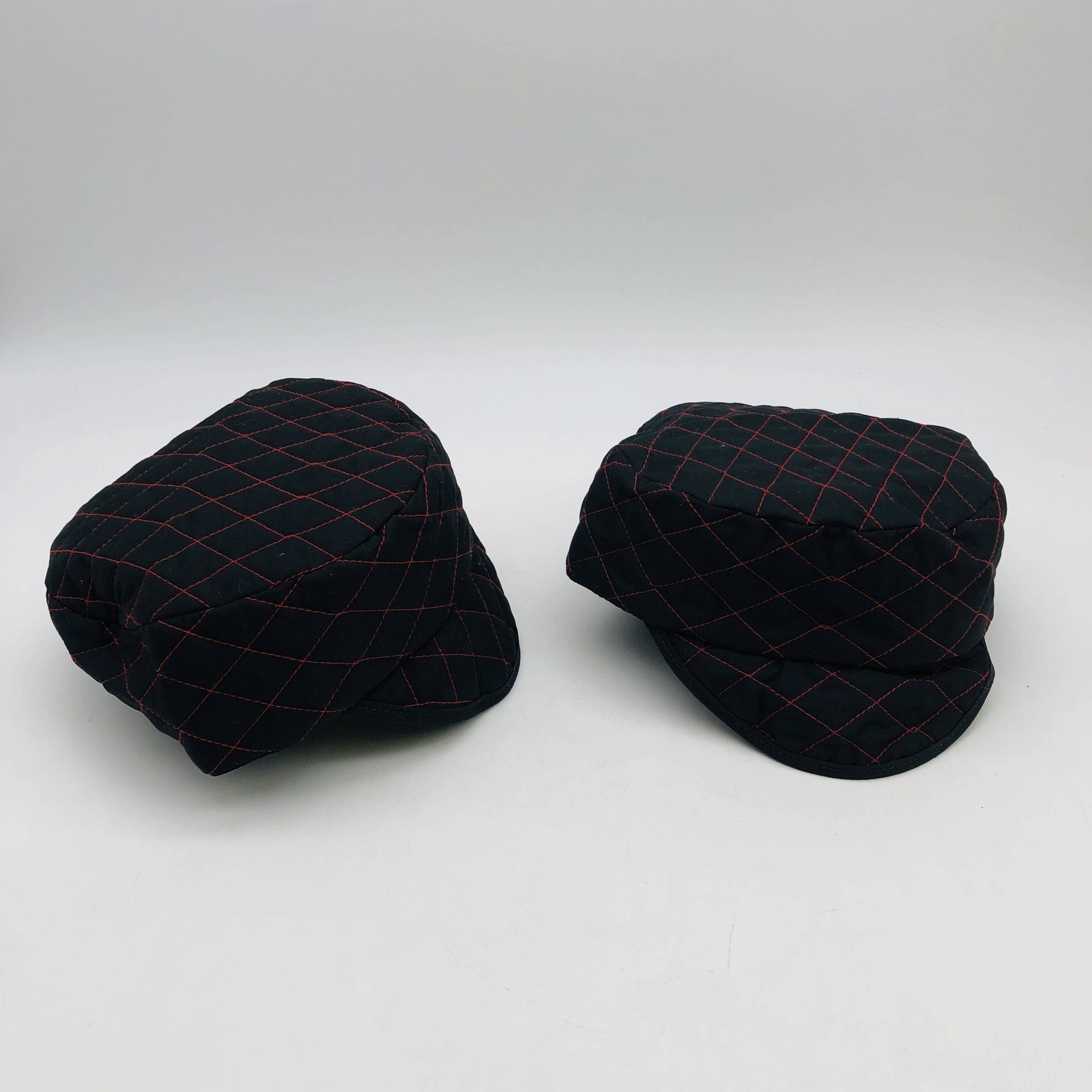 Guard Line 490714 Welders Skull Cap Quilted Black Red Cross Stitching 7in 2pk