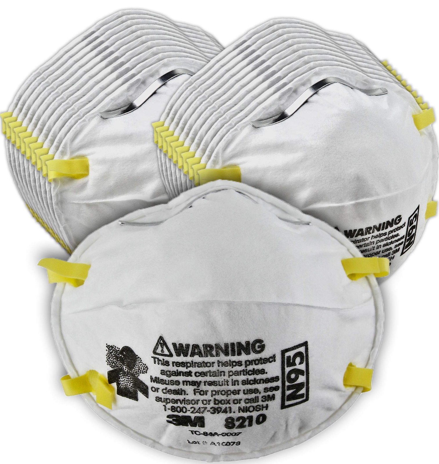 3M Personal Protective Particulate Respirator 8210, N95, Box of 20 Smoke, Dust,