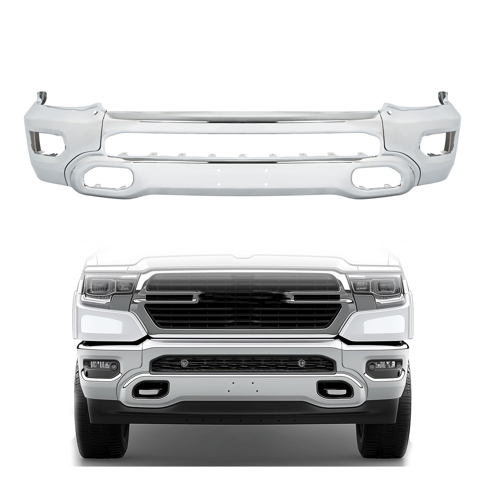 Front Bumper Face Bar for 2019-2024 Ram 1500 Fog Lights Sensor Holes CH1002407