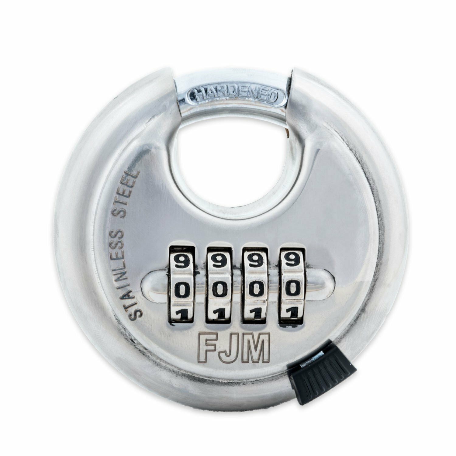 FJM SX790 Combination Disc Padlock Stainless Steel 4 Number Resettable No Keys