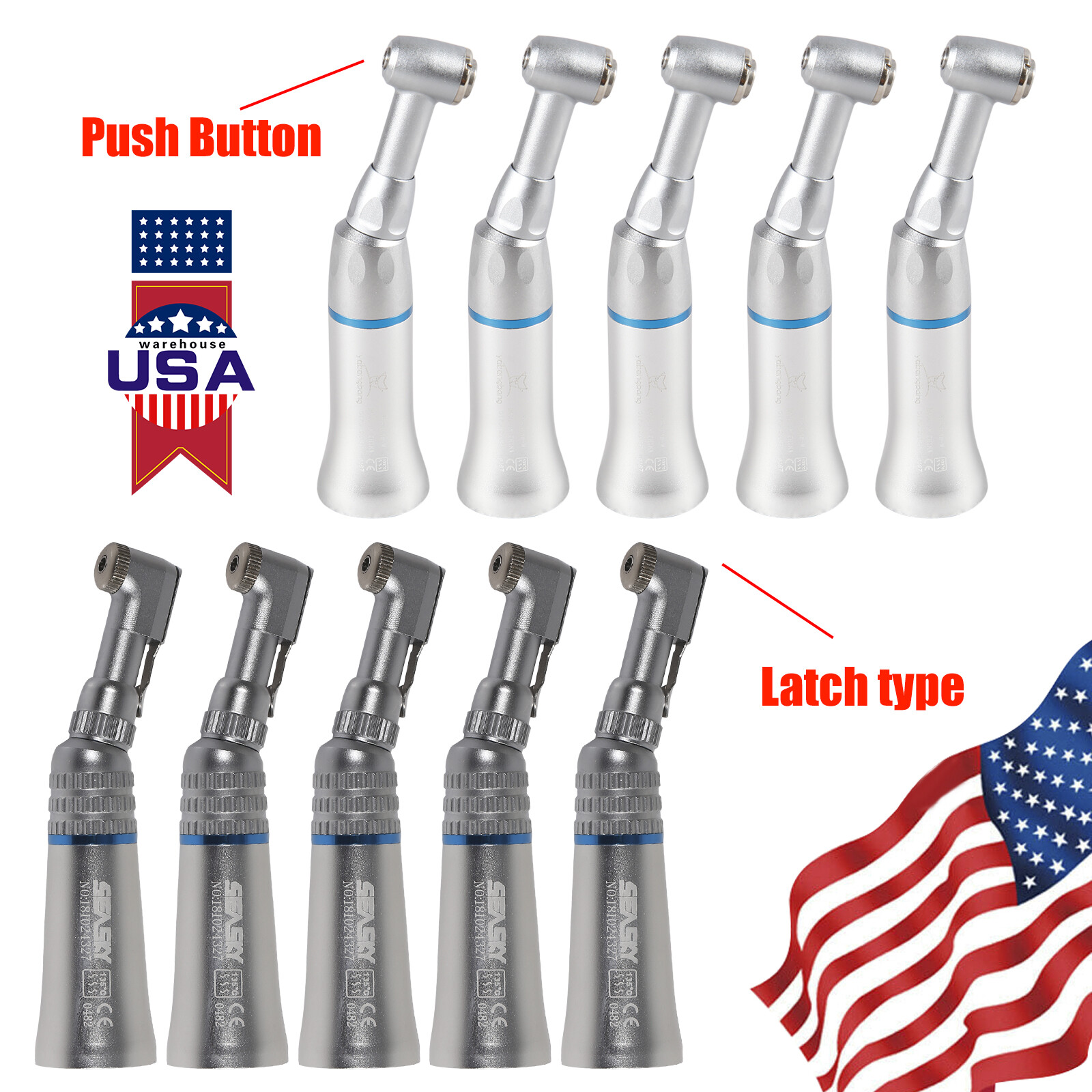 NSK Style Dental Push / Latch Head Contra Angle Handpiece Slow Low Speed EX203