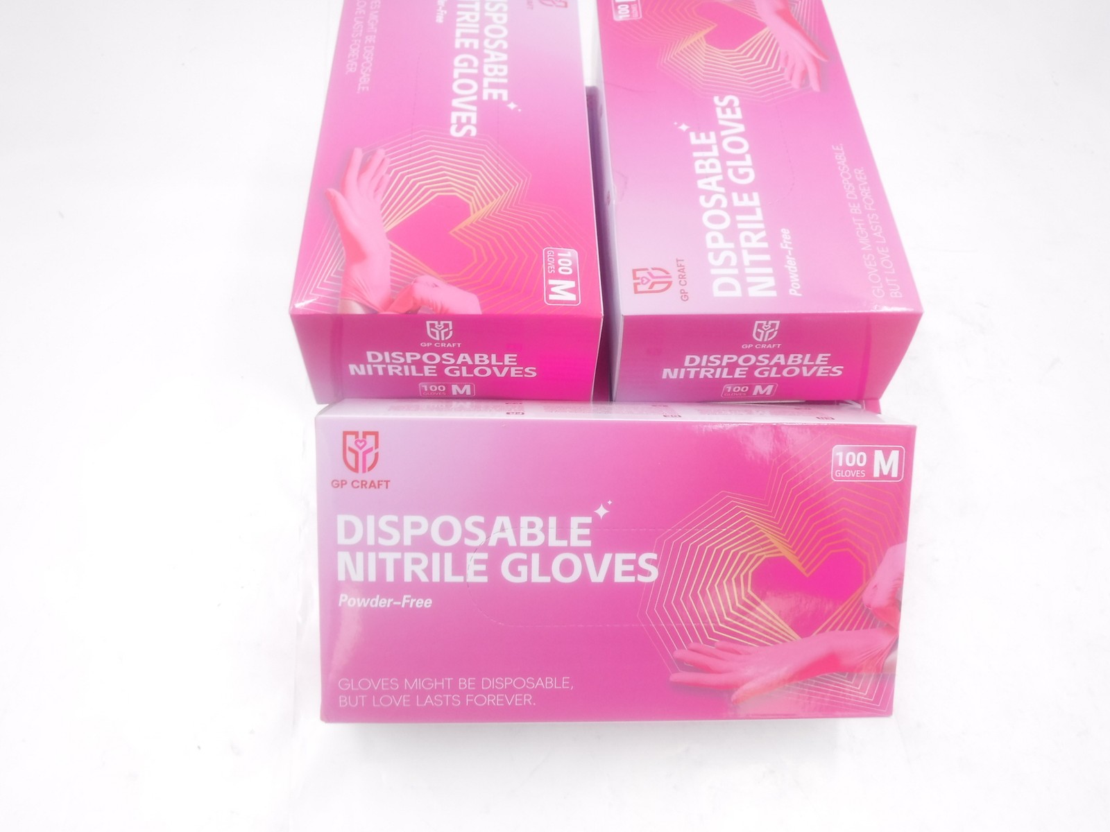 500 Pack GP Craft Size Medium Pink Disposable Pink Nitrile Gloves