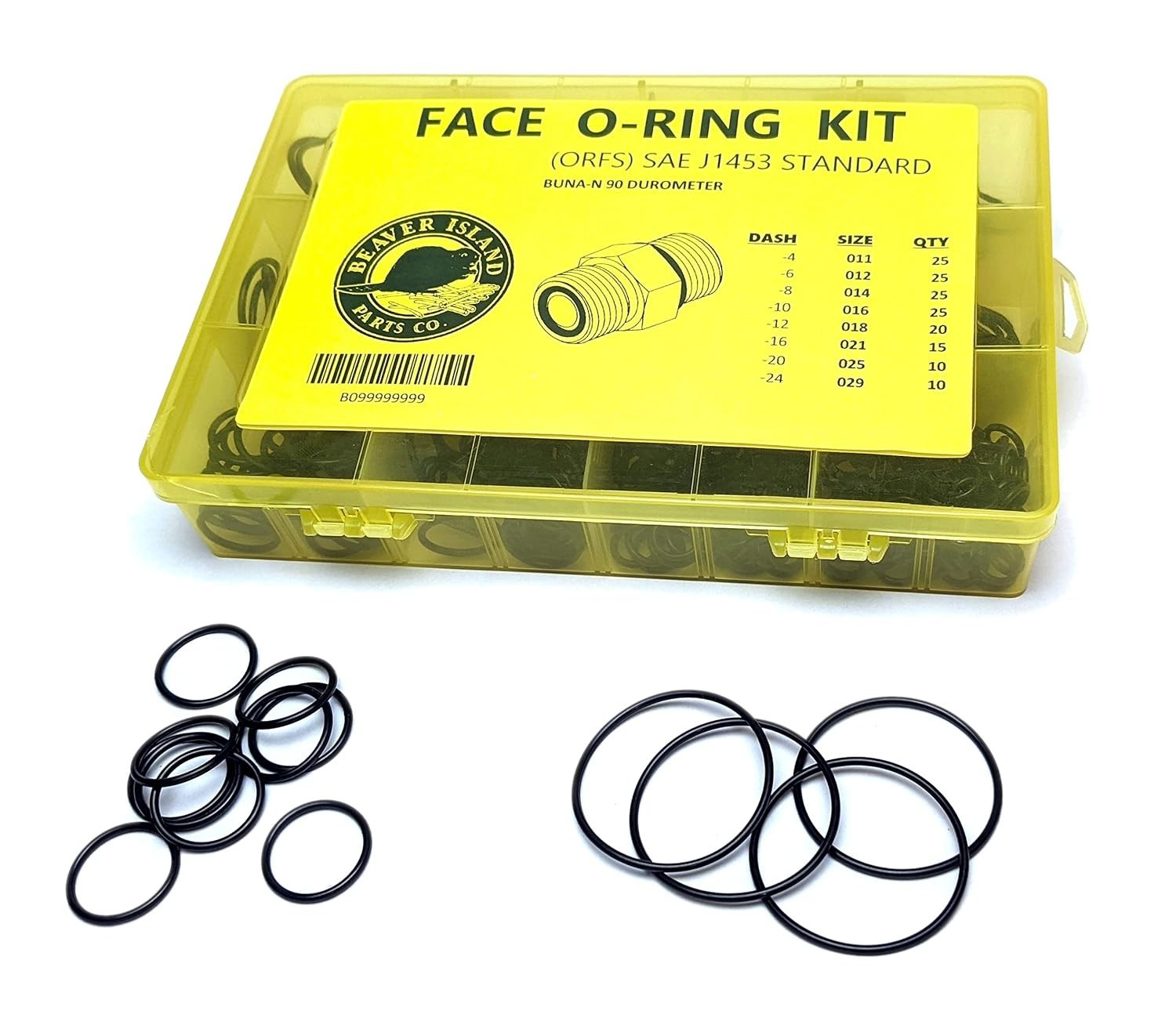 155-Piece Hydraulic O-Ring Kit – 90 Durometer Buna-N for High-Pressure Needs