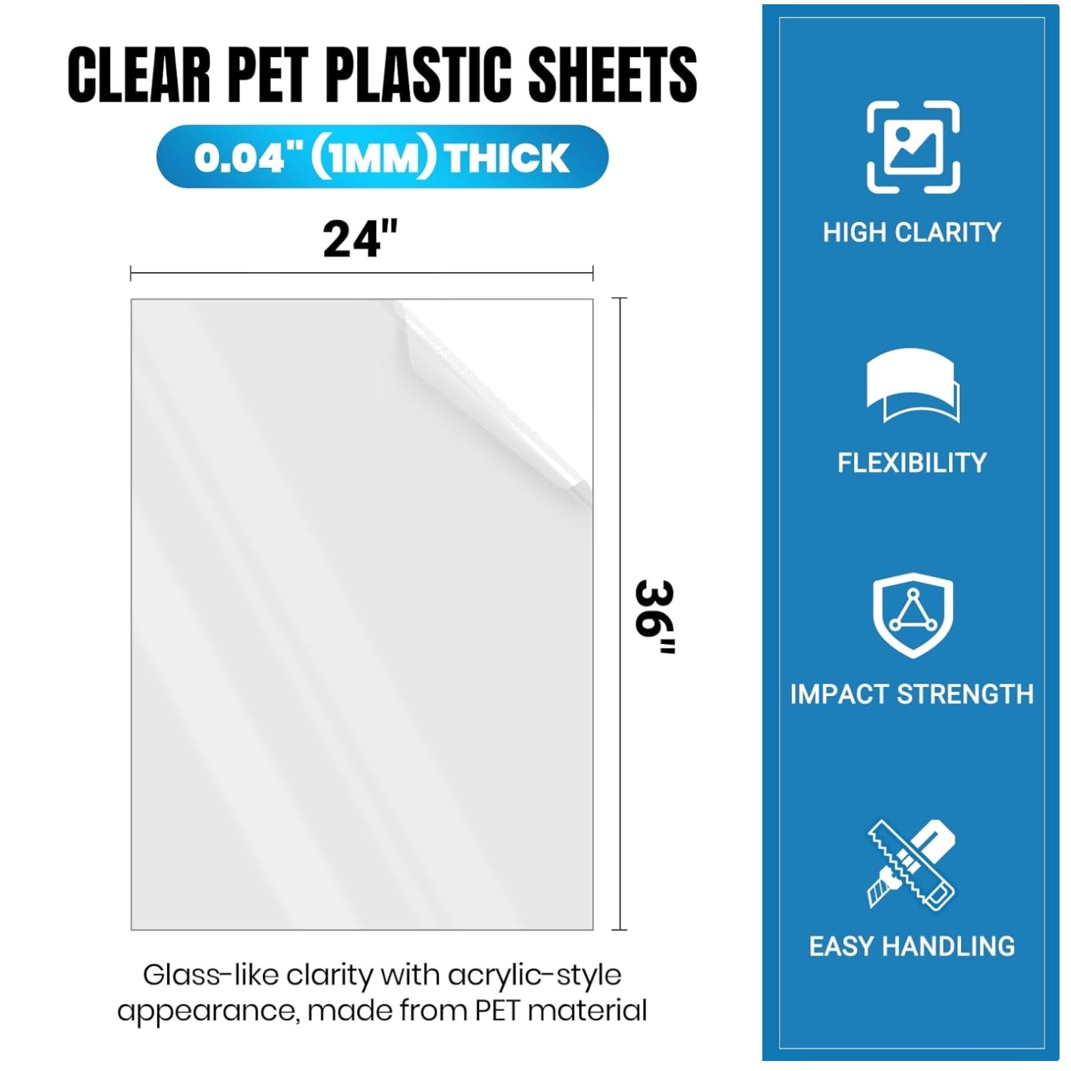 High Clarity PET Panels 24×36 – DIY Sneeze Guards & Shields