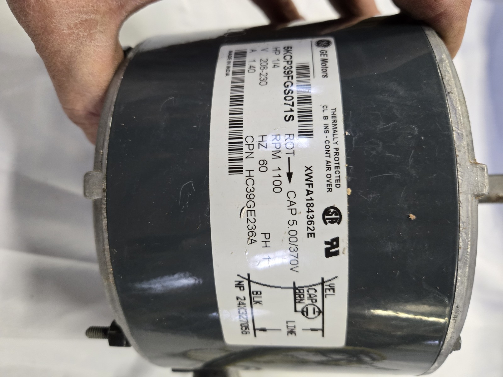 A/C Condenser Fan Motor 5KCP39EGS070S 1/4 hp, 1100 RPM, 208-230V GE