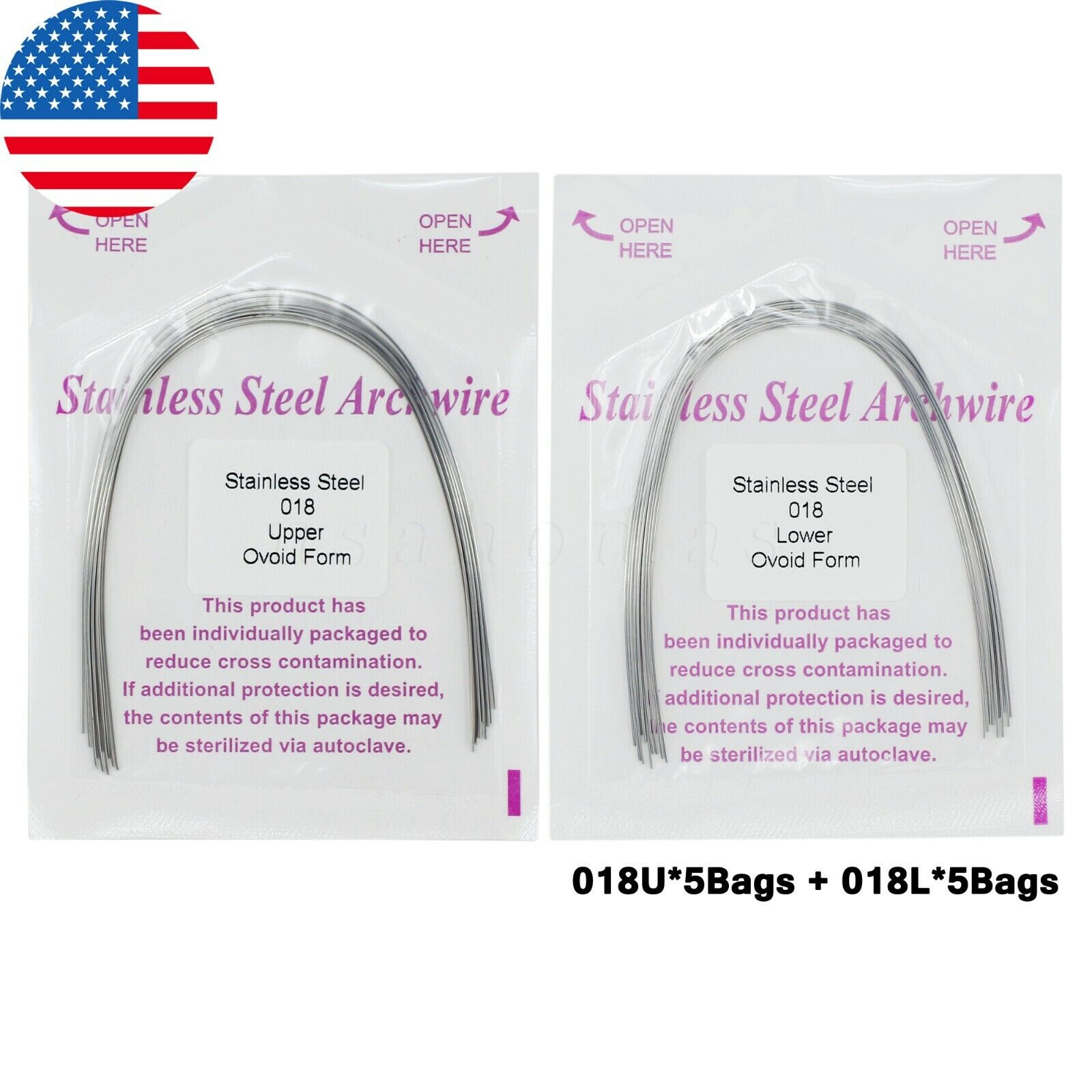 100PCS Dental Orthodontic Arch Wire Niti Stainless Steel Round Rectangular Ovoid