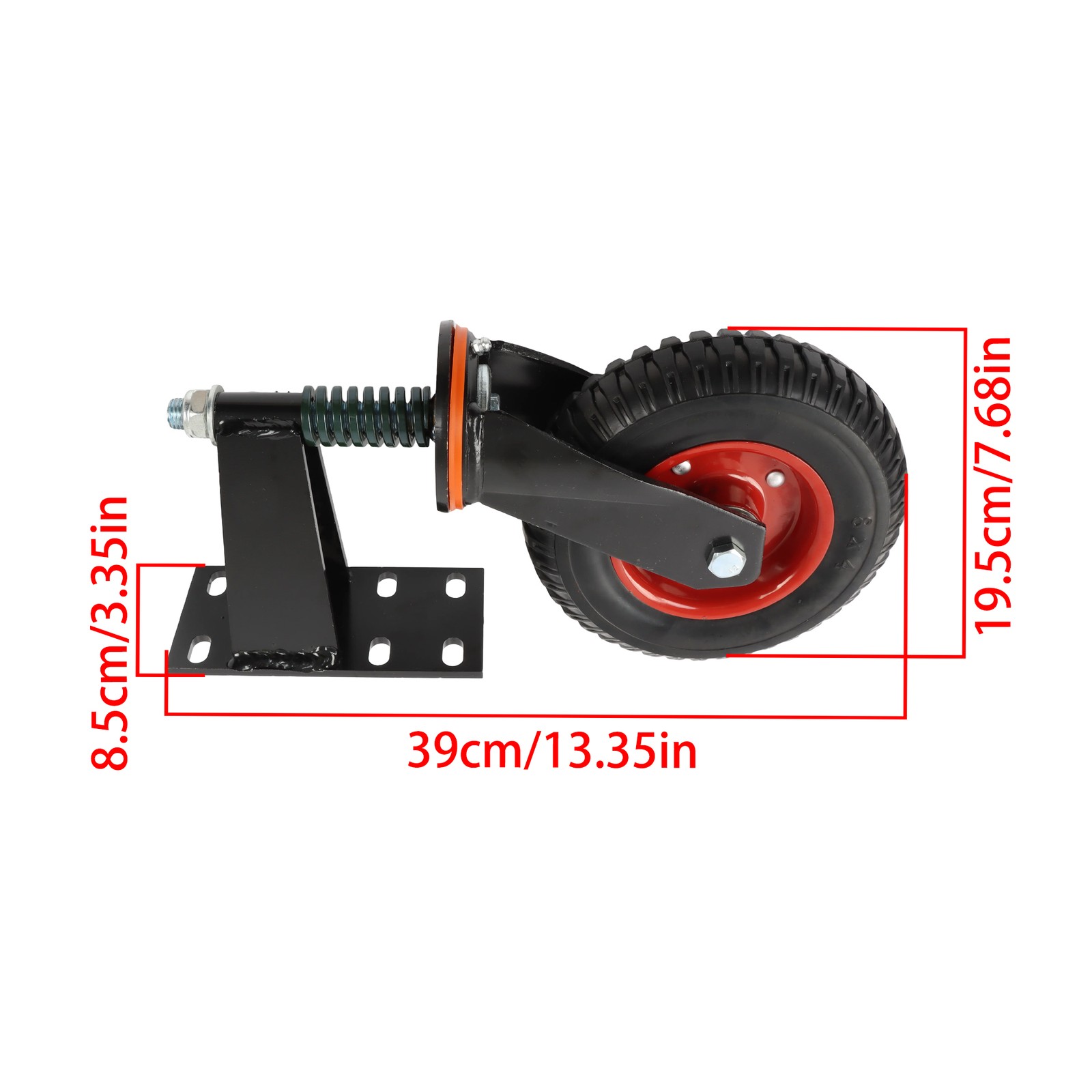 1Pack 8″ Heavy Duty Gate Casters Rubber Wheel Dual installation option 600LB,Red