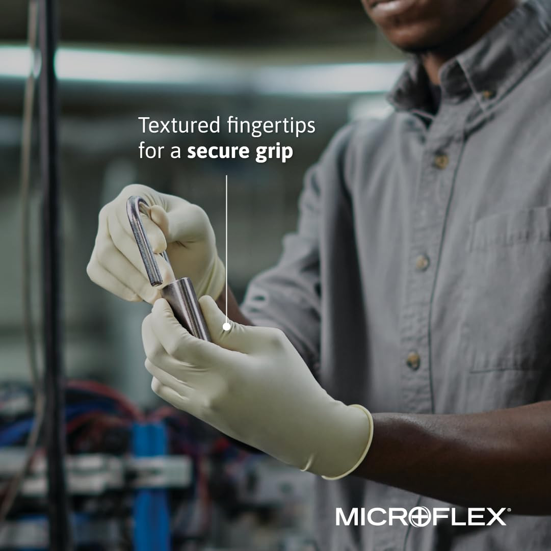 MICROFLEX Diamond Grip MF-300 Disposable Latex Gloves for Automotive, Healthcare