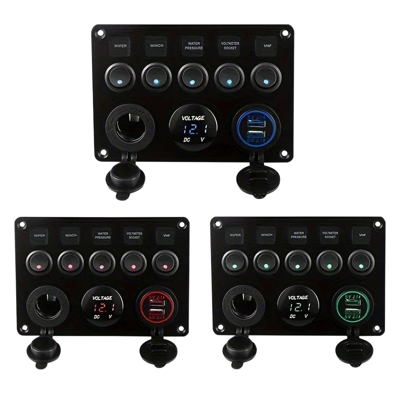 5-Switch 12V Electrical Panel – Voltmeter, Dual USB for RV, Truck & Boat