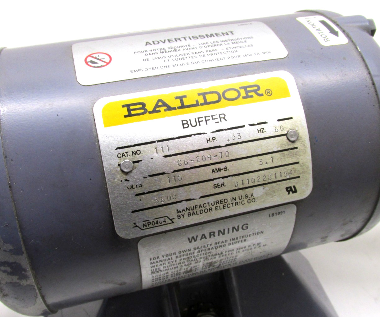 BALDOR 6″ INDUSTRIAL BENCH TOP GRINDER – #111