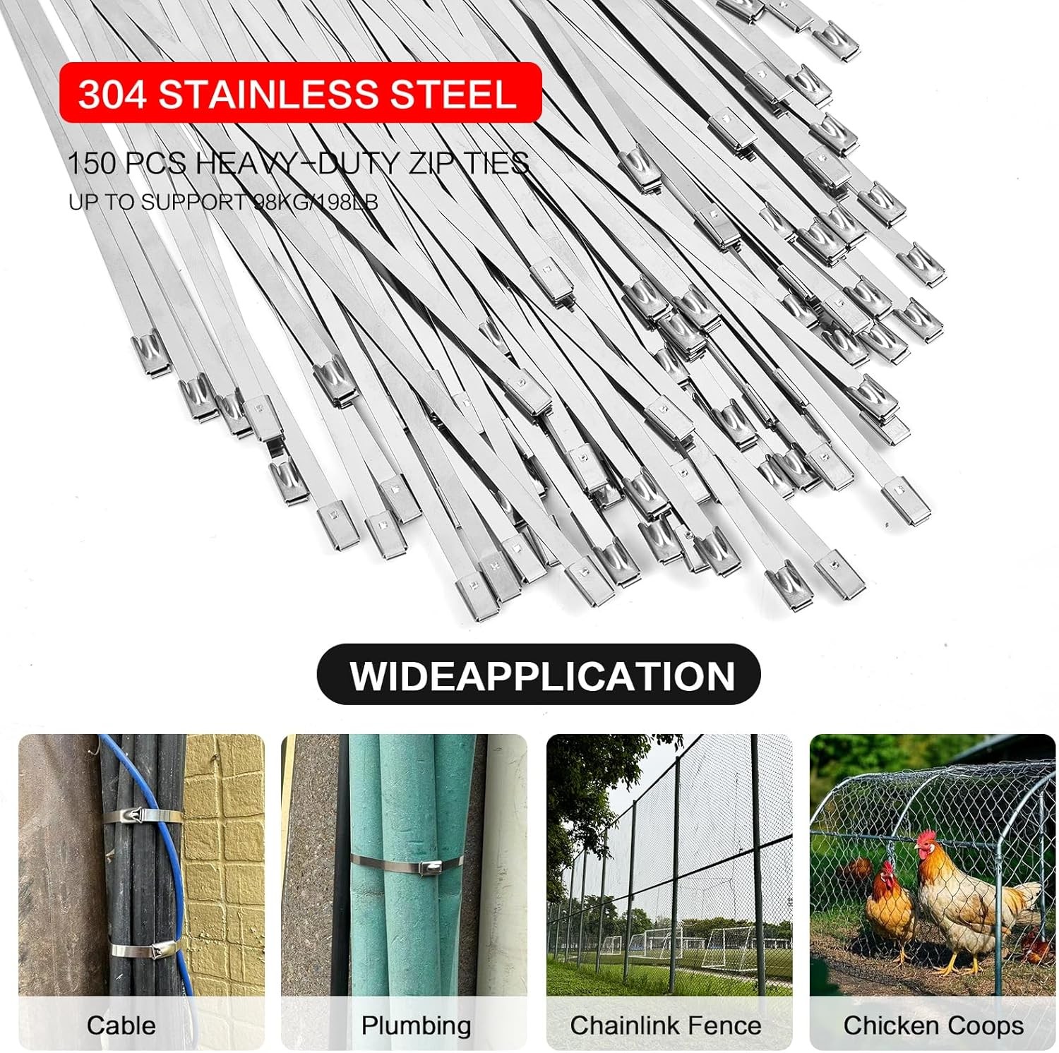 Metal Zip Ties Tool, Stainless Steel Zip Ties Gun Kit,Heavy Duty Outdoor Fasten