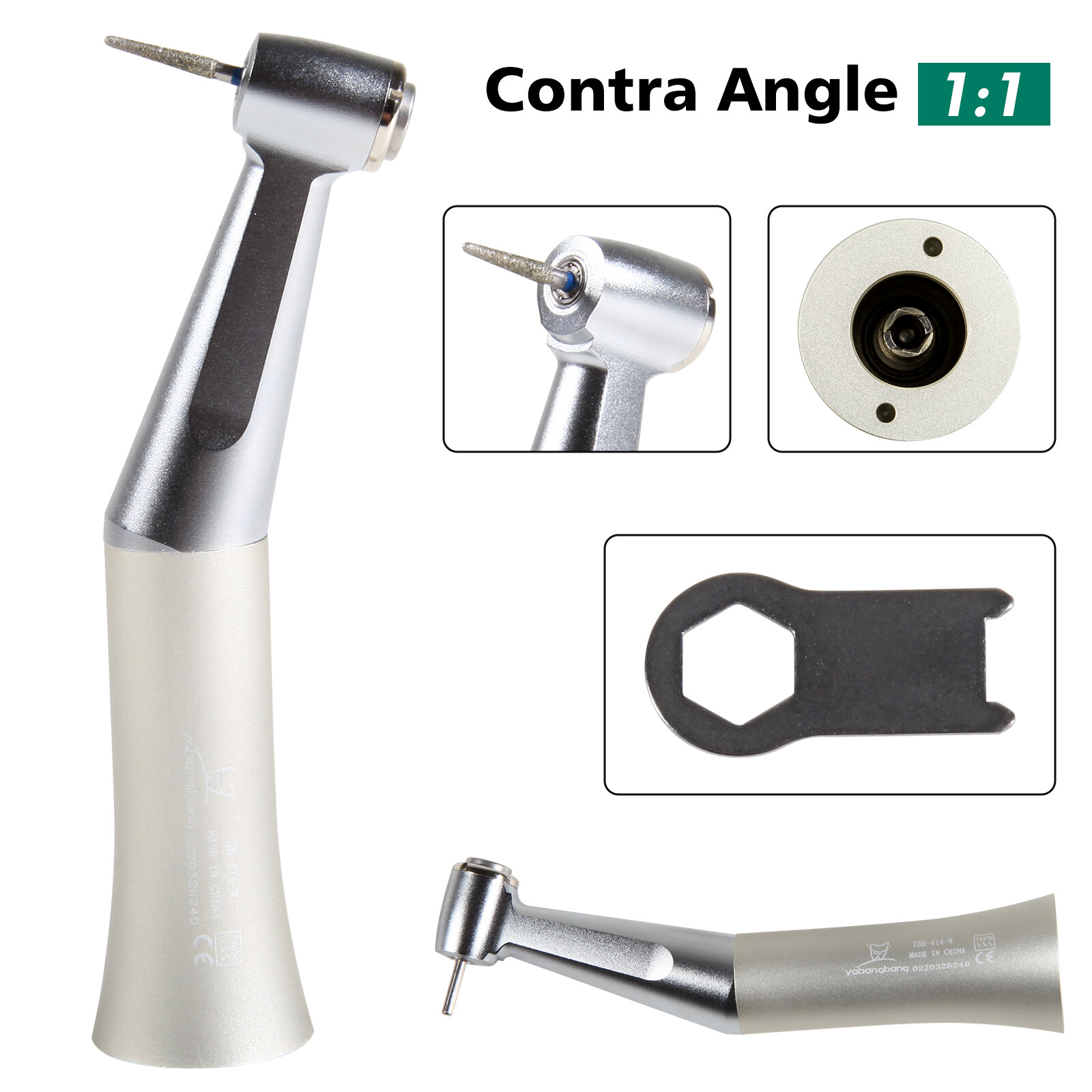 NSK Style Dental Slow/Low Speed FG 1.6mm Burs Contra Angle Handpiece Push Button