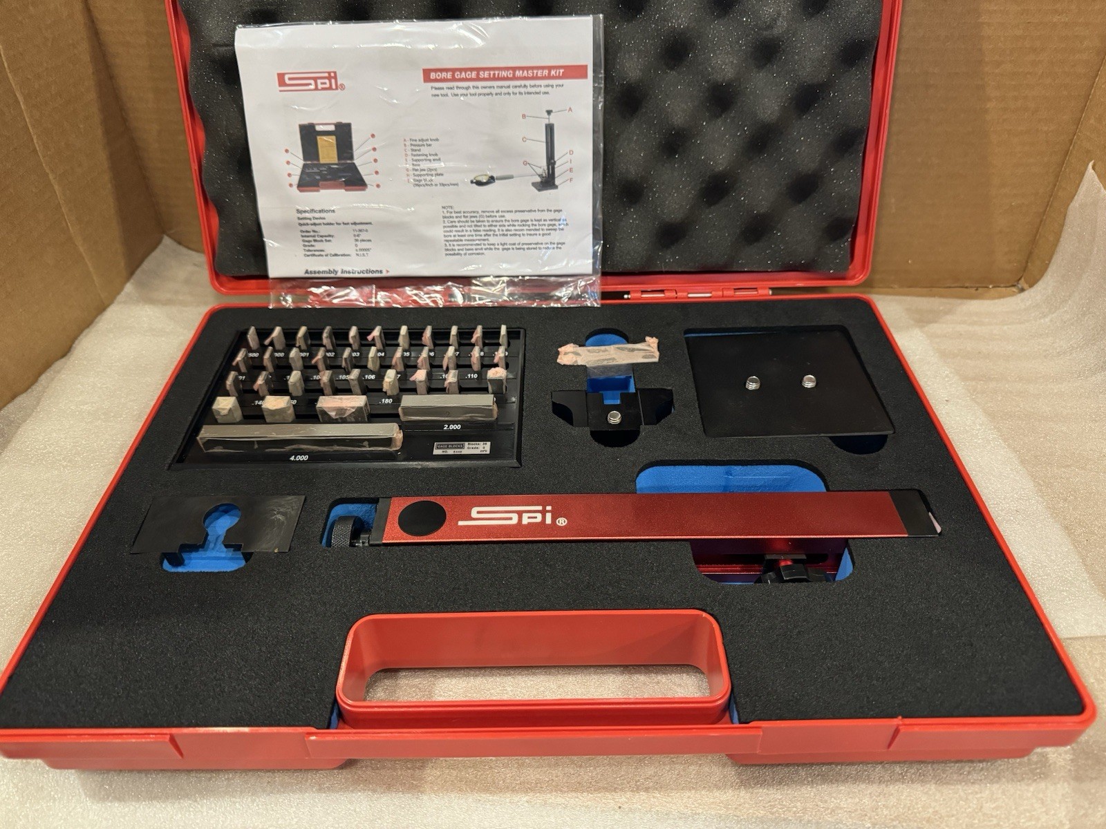 SPI 0.05 to 6″ Grade 0 Master Bore Gage Setting Calibration Block Kit