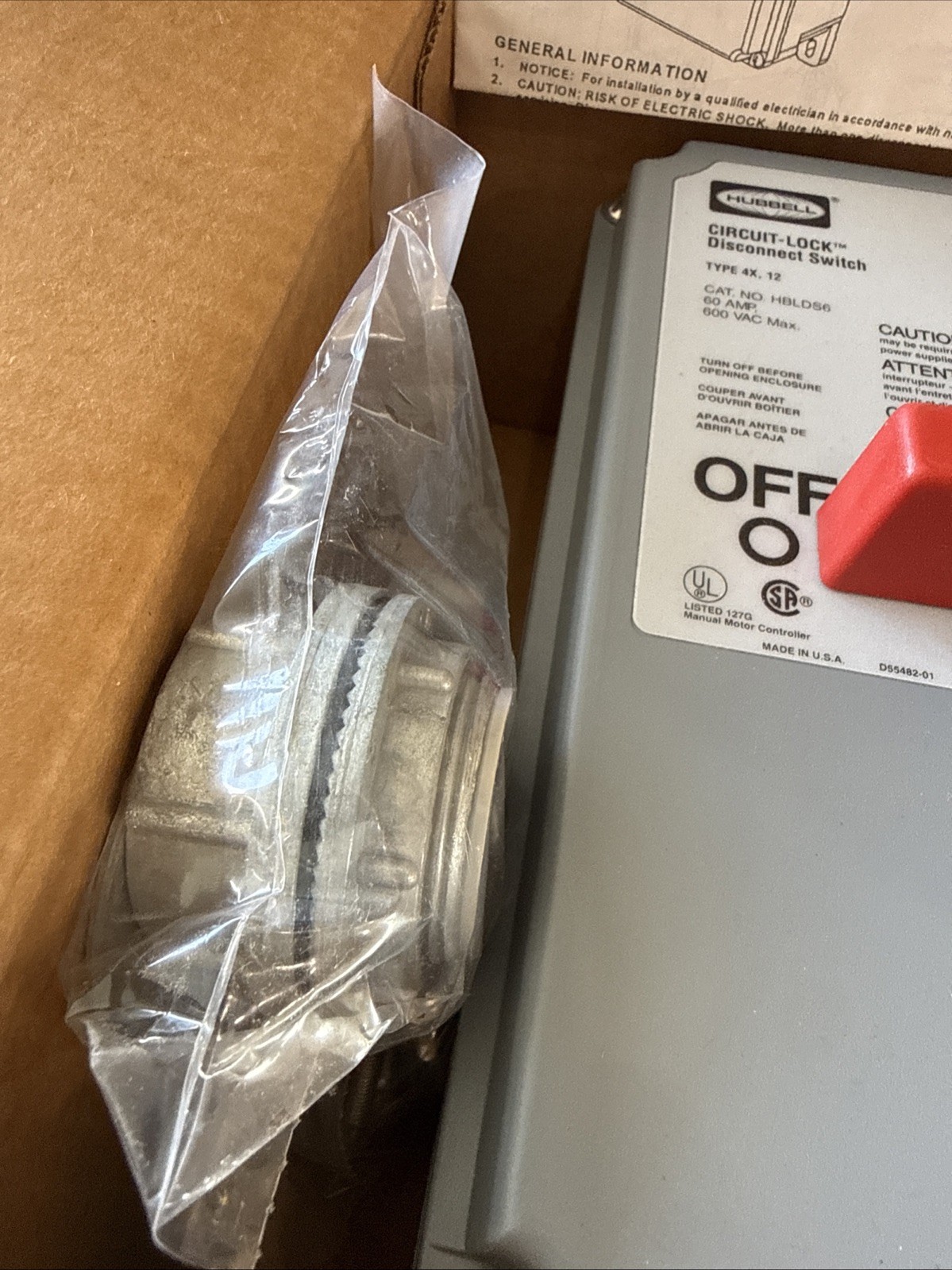 HBLDS6 Hubbell disconnect switch New Open Box Old Warehouse Stock