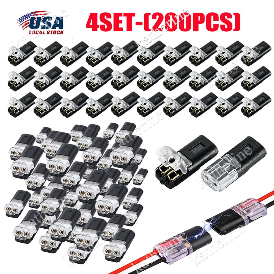 200pcs Double-Wire Plug-in Connector, Cable Clamp with Locking Buckle, AWG 18-22