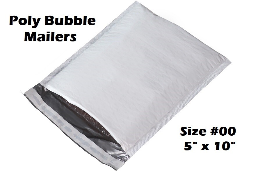 SIZE #00 5″X10″ SELF SEALING POLY WHITE BUBBLE MAILERS PADDED SHIPPING ENVELOPES
