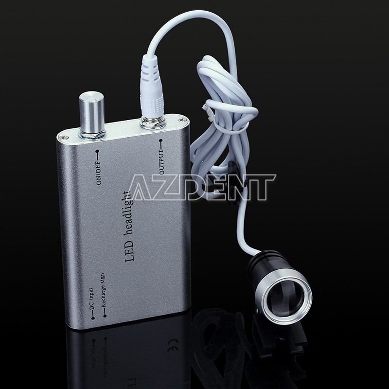 Dental Medical 5W LED Head Light w/ Filter Metal Clip for Loupes Glasses Silver